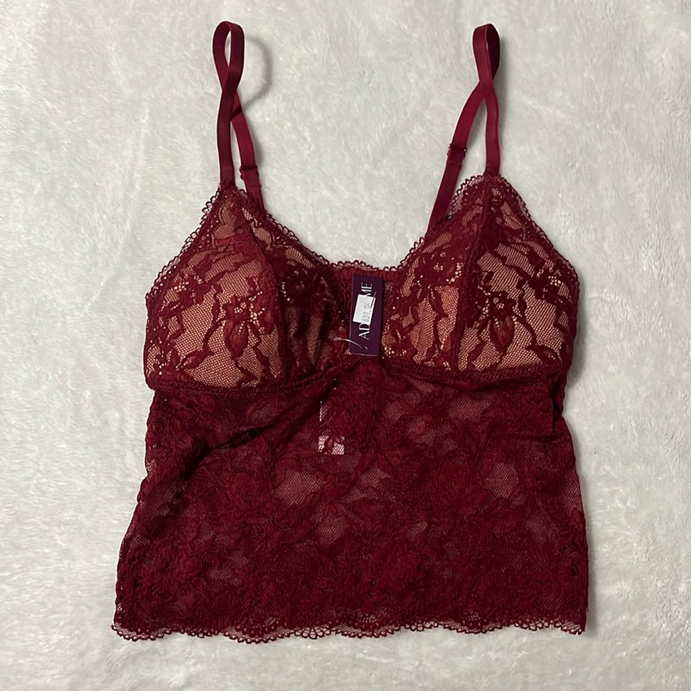 NWT Adore Me XS red lace longline bralette bra new lingerie sexy  no underwire
